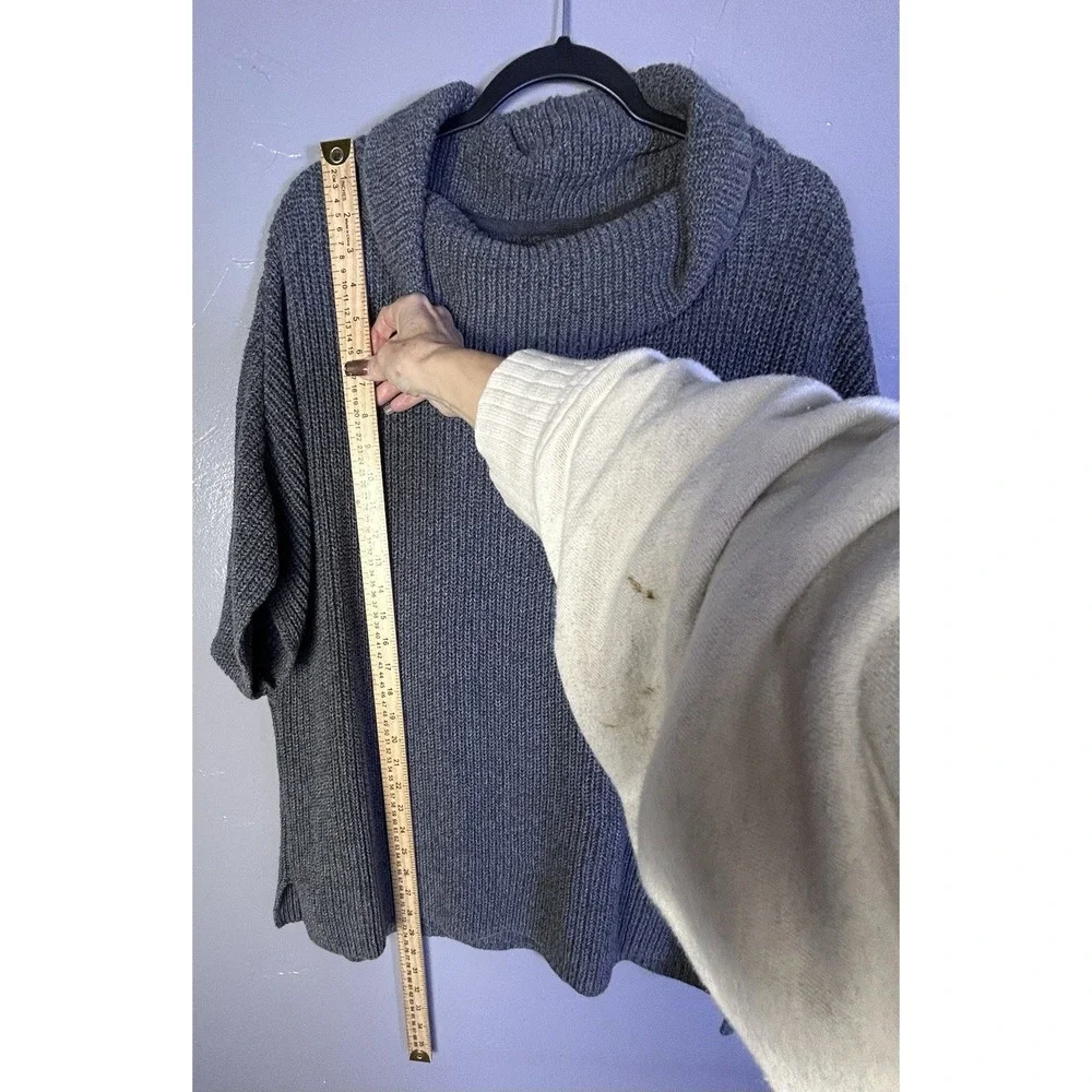 Pact Organic Cotton Chunky Cowl Neck Poncho Sweater grey Size O/S